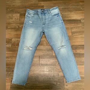 Express Men 36X30 Light Wash Jeans Athletic Skinny Denim Stretch Distressed